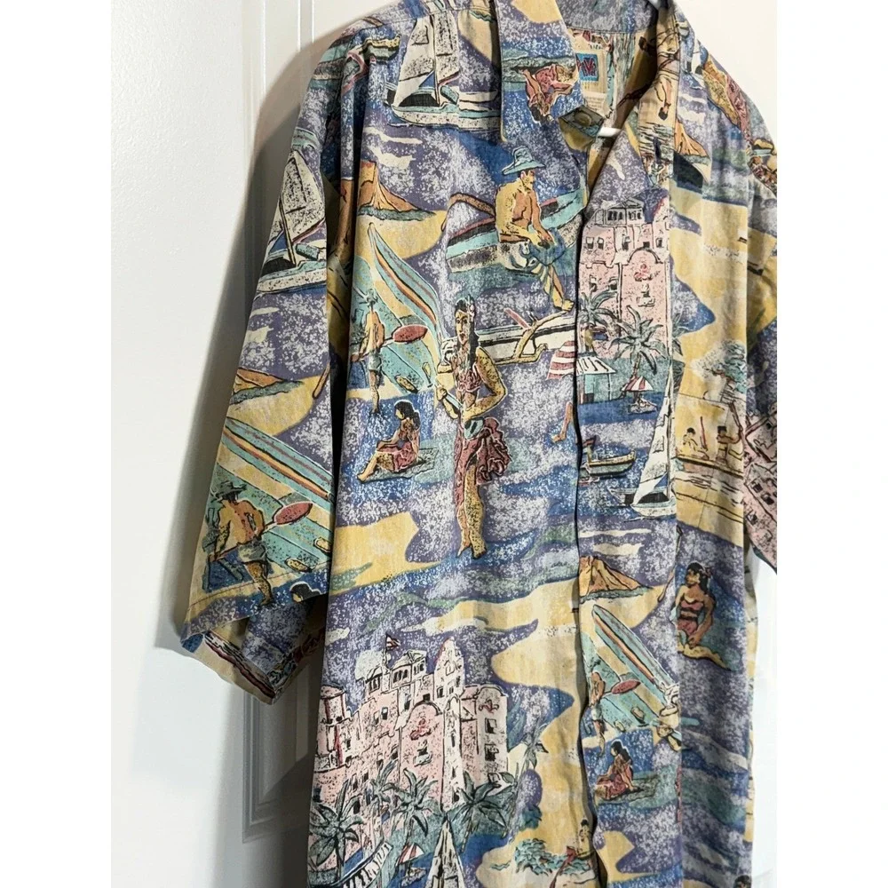 VTG KAHALA Hawaiian Islands Mens XL Aloha Shirt Vintage Beach Scene X-Large Top - Picture 4 of 8